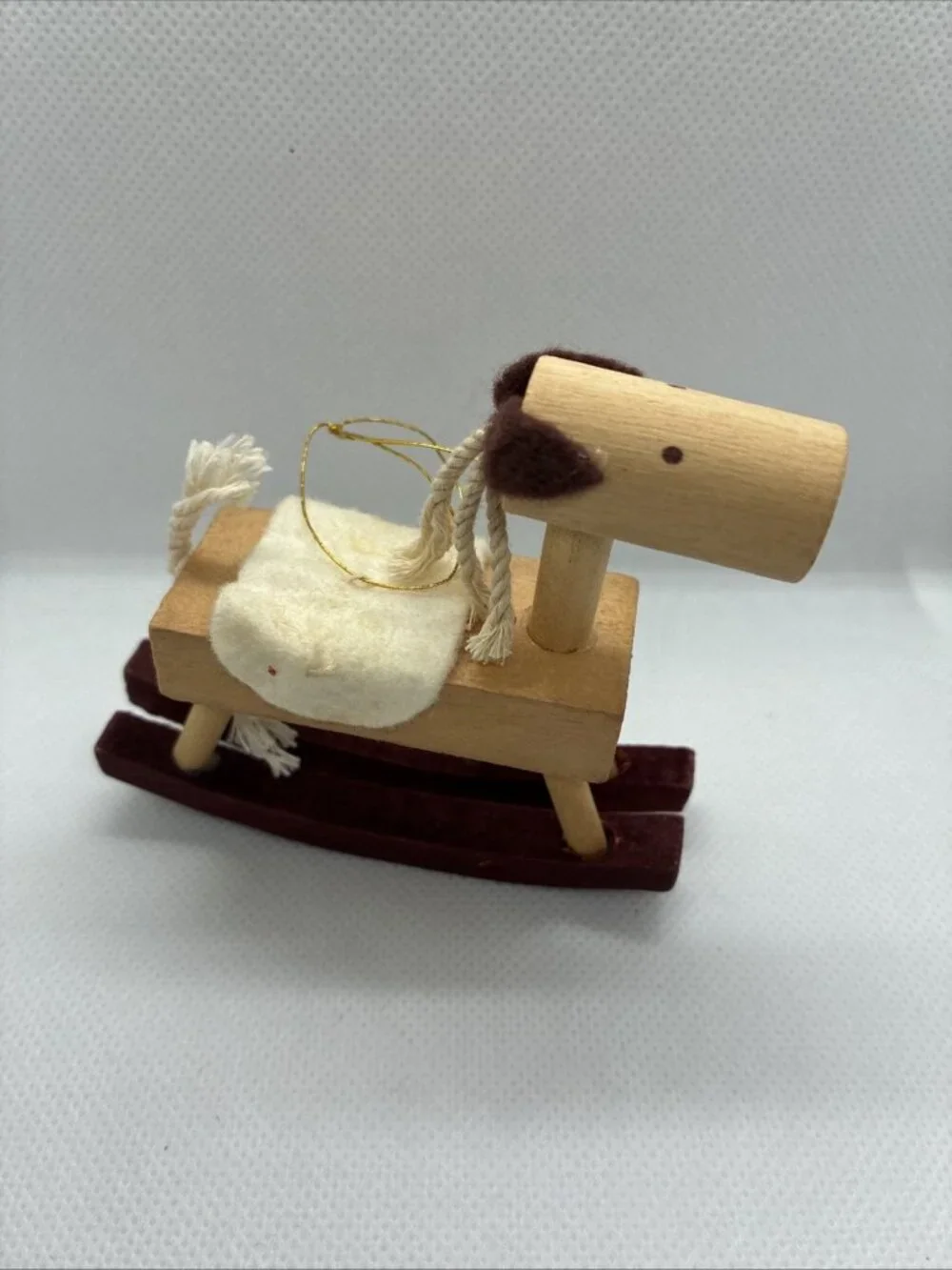 Vintage Wooden Rocking Horse Christmas Ornament Rustic Folk Art Holiday Decor
